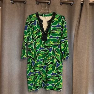 XL crown & ivy tropical print knee-length dress